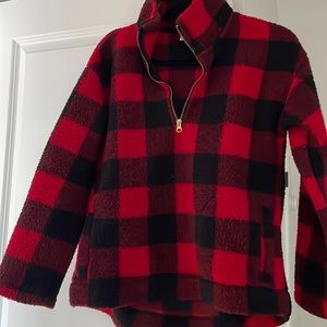 Old Navy Red Buffalo Check quarter zip-up size small